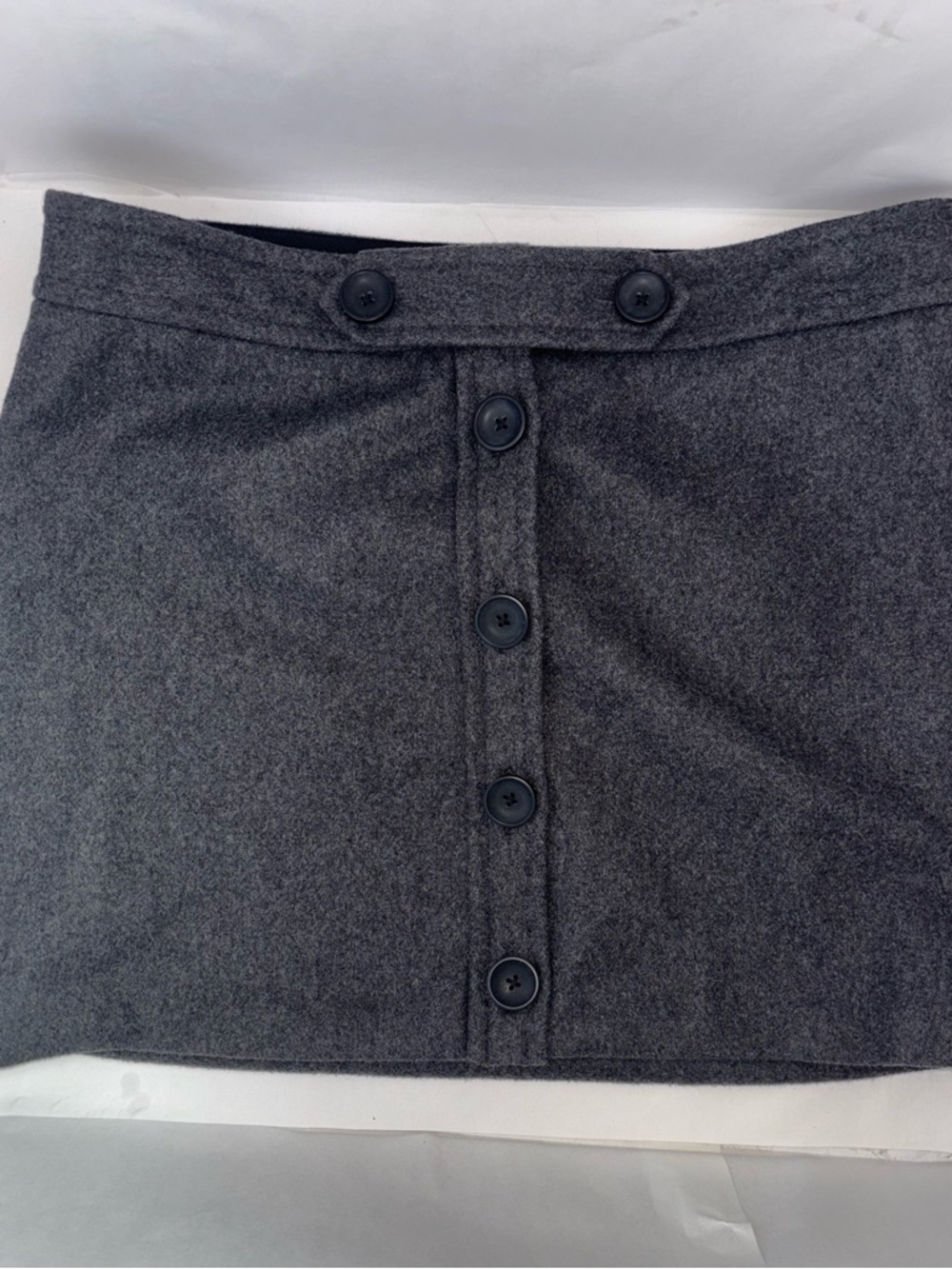 GAP Charcoal Wool-Blend Button-Front Mini Skirt